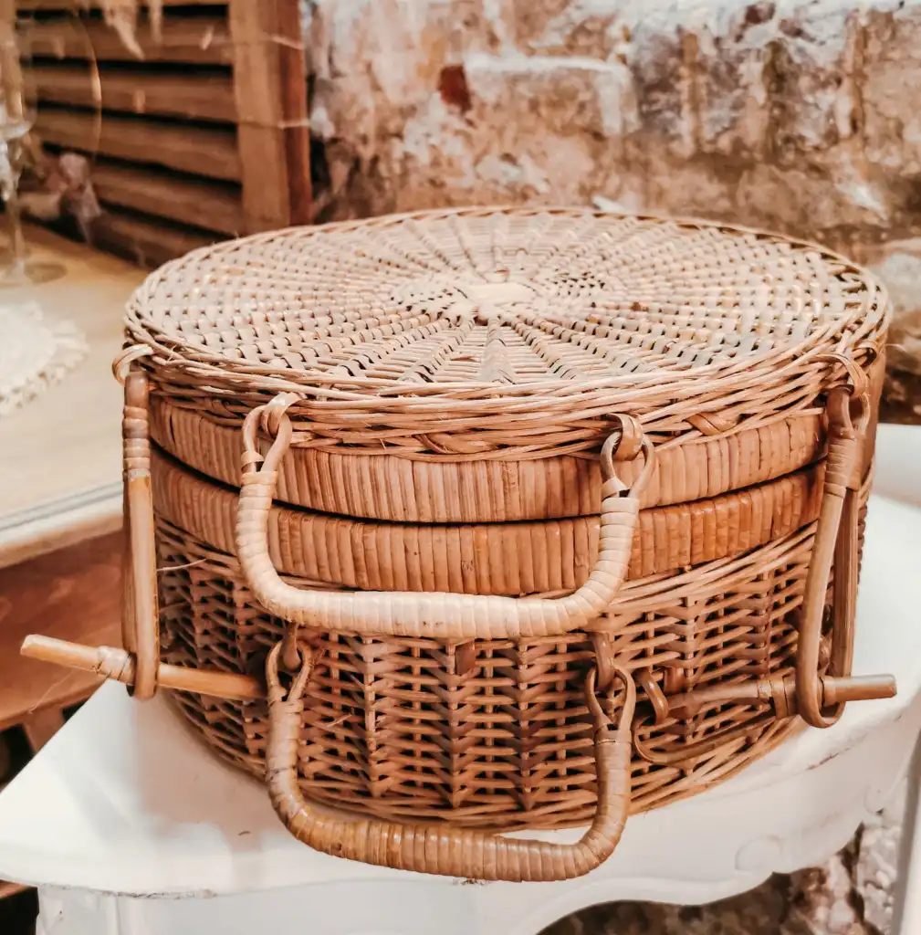 Panier Rond en Osier avec Couvercle