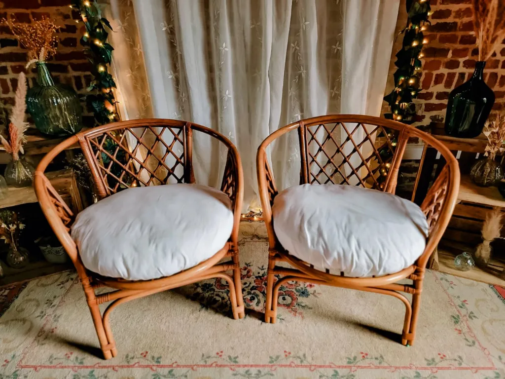 Lot de 2 Fauteuils - Rotin foncé